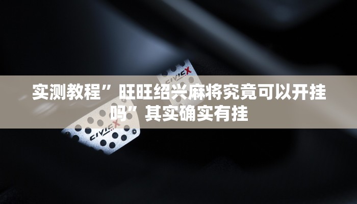 实测教程”旺旺绍兴麻将究竟可以开挂吗”其实确实有挂