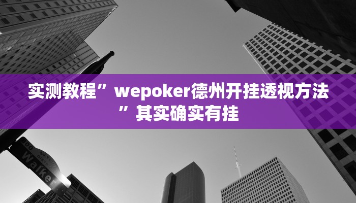 实测教程”wepoker德州开挂透视方法”其实确实有挂
