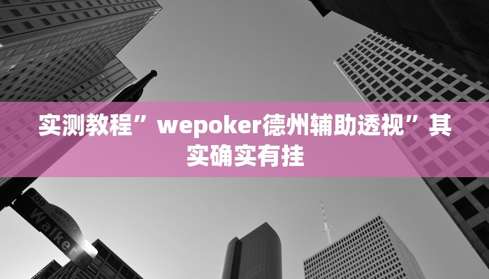 实测教程”wepoker德州辅助透视”其实确实有挂