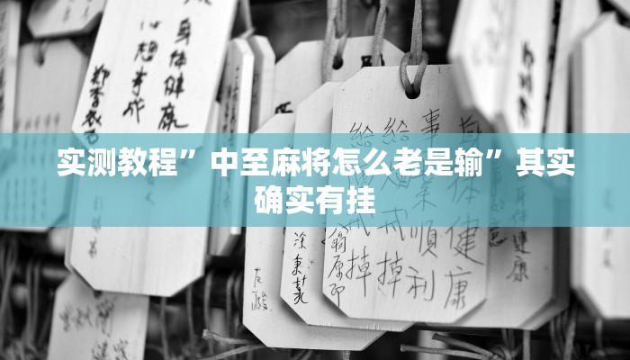 实测教程”中至麻将怎么老是输”其实确实有挂