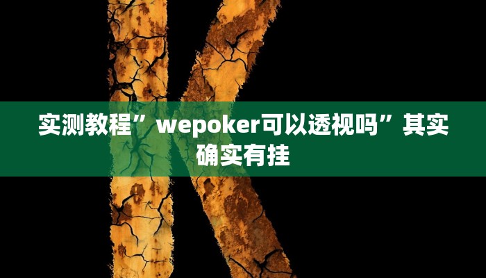 实测教程”wepoker可以透视吗”其实确实有挂