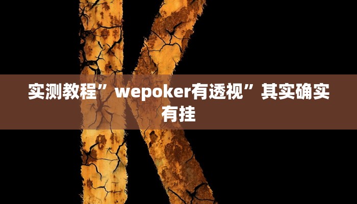 实测教程”(WePoKer)怎么开挂”其实确实有挂