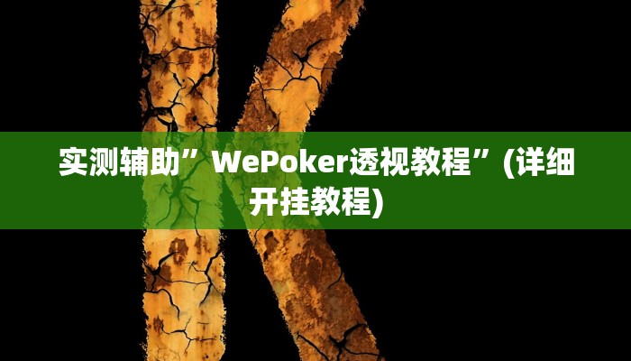实测辅助”WePoker透视教程”(详细开挂教程)