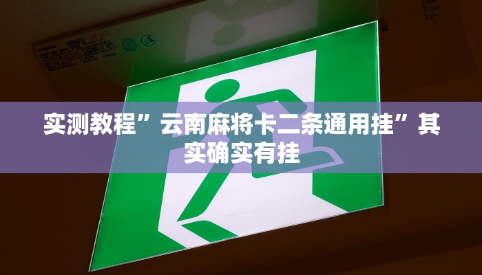 实测教程”云南麻将卡二条通用挂”其实确实有挂