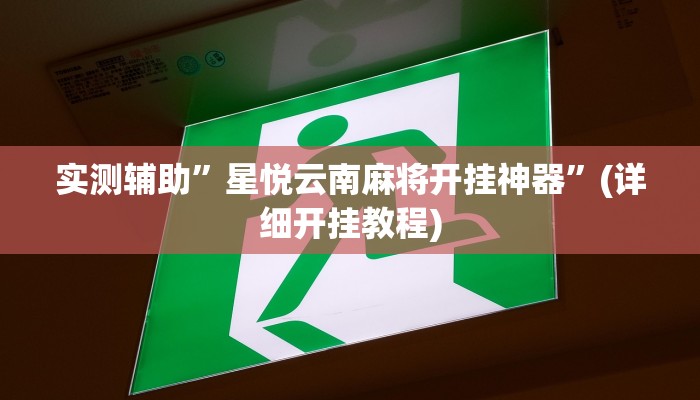 实测辅助”星悦云南麻将开挂神器”(详细开挂教程)