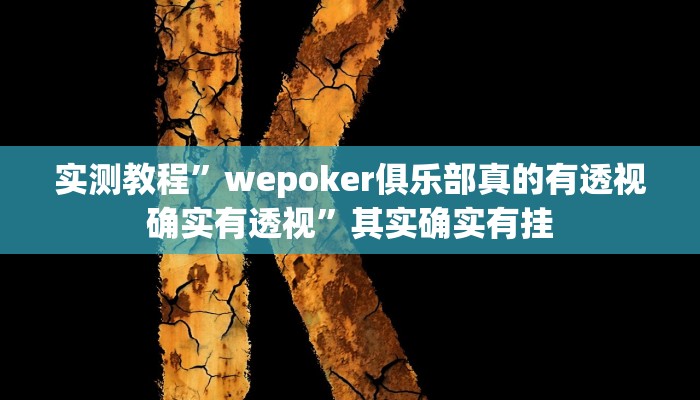 实测教程”wepoker俱乐部真的有透视确实有透视”其实确实有挂