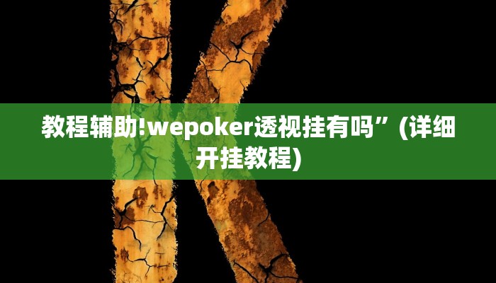 教程辅助!wepoker透视挂有吗”(详细开挂教程)