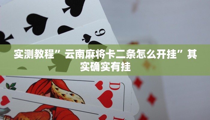 实测教程”云南麻将卡二条怎么开挂”其实确实有挂