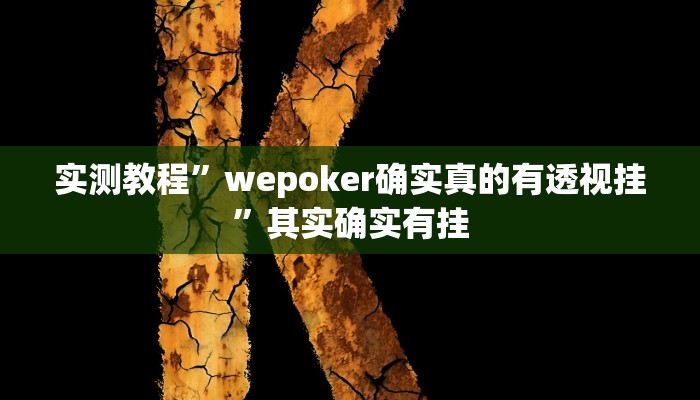 实测教程”wepoker确实真的有透视挂”其实确实有挂