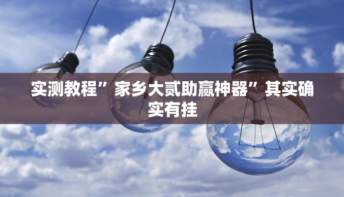 实测教程”家乡大贰助赢神器”其实确实有挂
