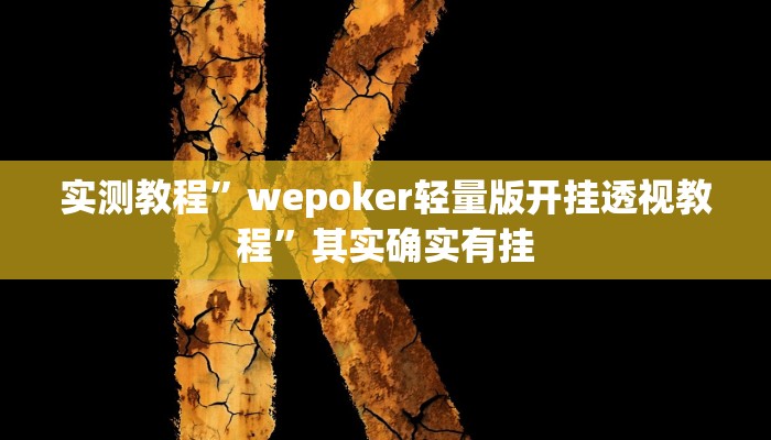 实测教程”wepoker轻量版开挂透视教程”其实确实有挂