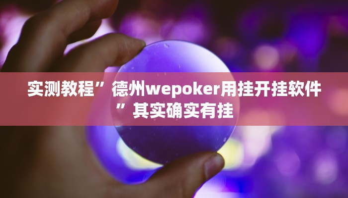 实测教程”德州wepoker用挂开挂软件”其实确实有挂