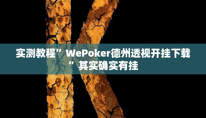 实测教程”WePoker德州透视开挂下载”其实确实有挂