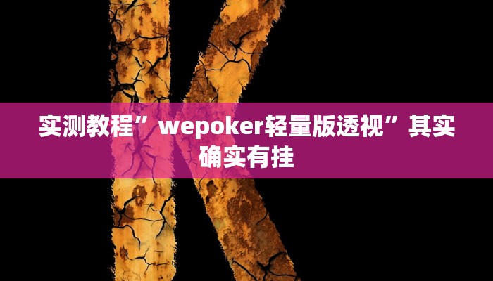 实测教程”wepoker轻量版透视”其实确实有挂
