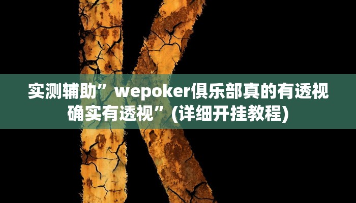 实测辅助”wepoker俱乐部真的有透视确实有透视”(详细开挂教程)
