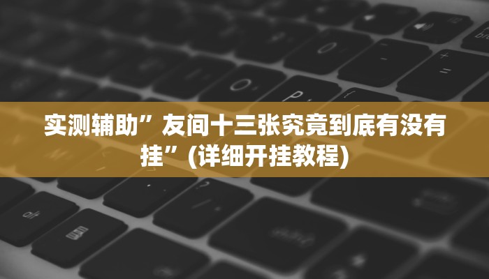 实测辅助”友间十三张究竟到底有没有挂”(详细开挂教程)
