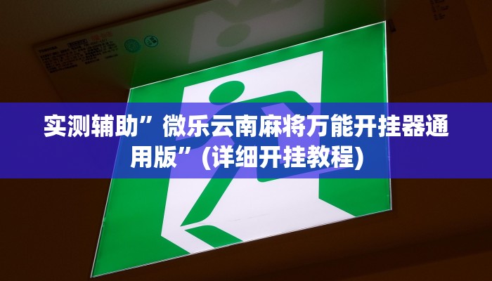 实测辅助”微乐云南麻将万能开挂器通用版”(详细开挂教程)