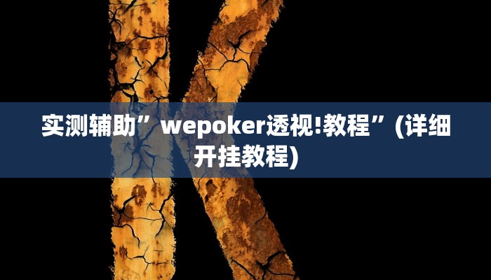 实测辅助”wepoker透视!教程”(详细开挂教程)