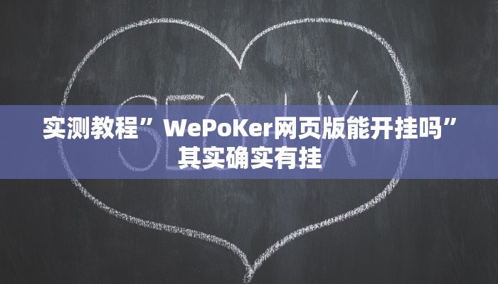 实测教程”WePoKer网页版能开挂吗”其实确实有挂