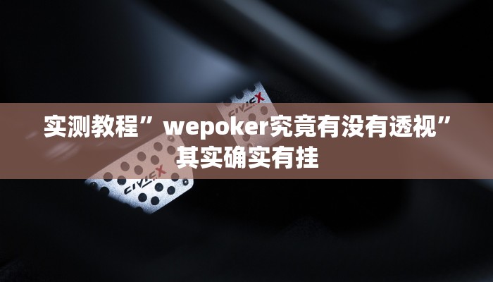实测教程”wepoker究竟有没有透视”其实确实有挂