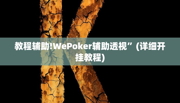 教程辅助!WePoker辅助透视”(详细开挂教程)