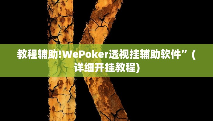 教程辅助!WePoker透视挂辅助软件”(详细开挂教程)