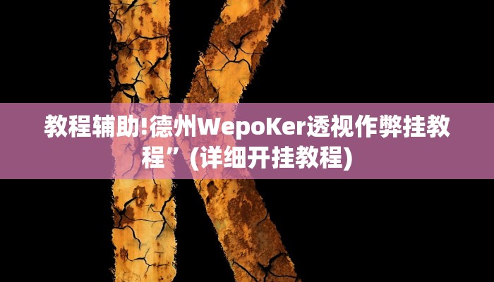 教程辅助!德州WepoKer透视作弊挂教程”(详细开挂教程)