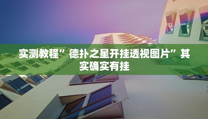 实测教程”德扑之星开挂透视图片”其实确实有挂