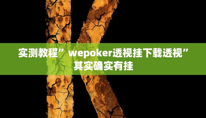 实测教程”wepoker透视挂下载透视”其实确实有挂
