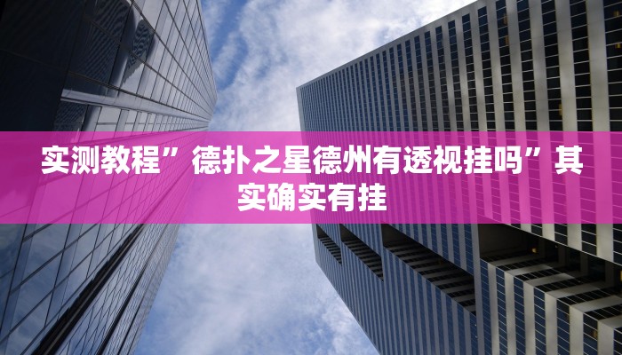 实测教程”德扑之星德州有透视挂吗”其实确实有挂