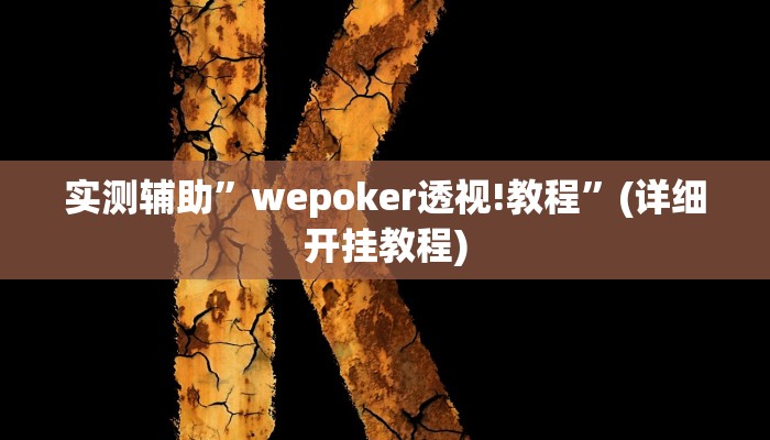 实测辅助”wepoker透视!教程”(详细开挂教程)