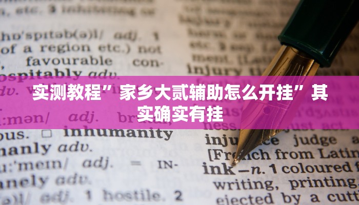 实测教程”家乡大贰辅助怎么开挂”其实确实有挂