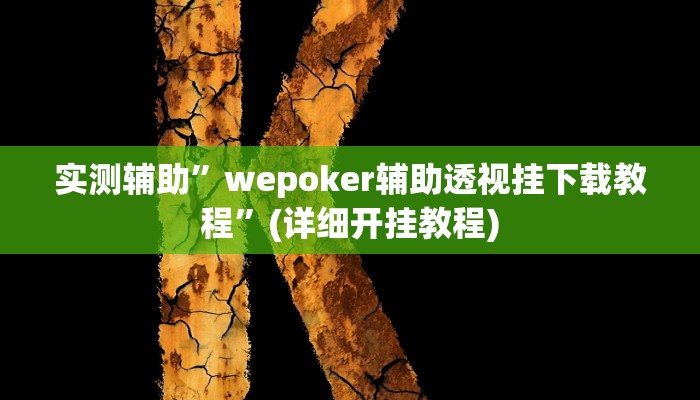 实测辅助”wepoker辅助透视挂下载教程”(详细开挂教程)