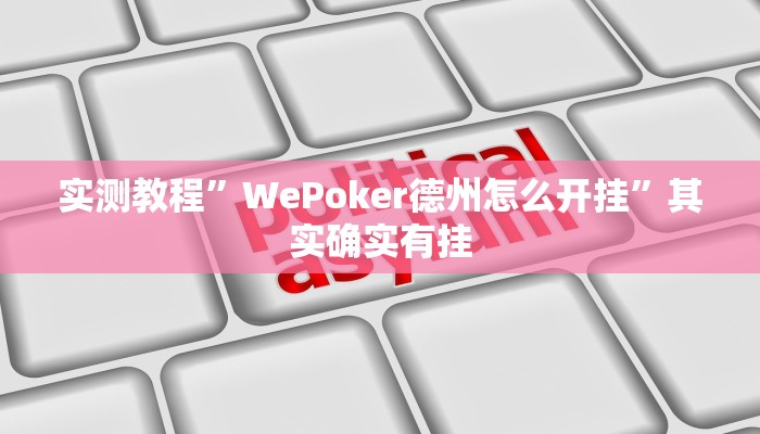 实测辅助”wepoker透视挂作弊挂”(详细开挂教程)