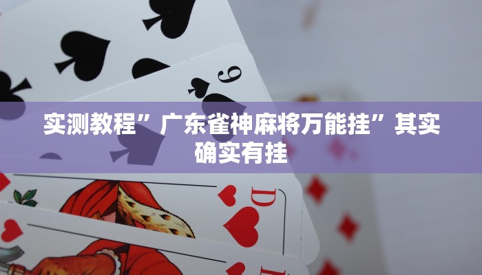 实测教程”广东雀神麻将万能挂”其实确实有挂