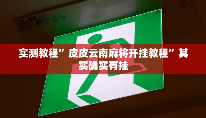 实测教程”皮皮云南麻将开挂教程”其实确实有挂