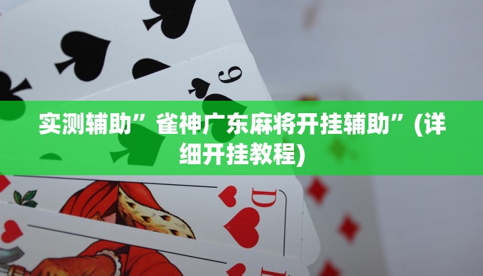 实测辅助”雀神广东麻将开挂辅助”(详细开挂教程)