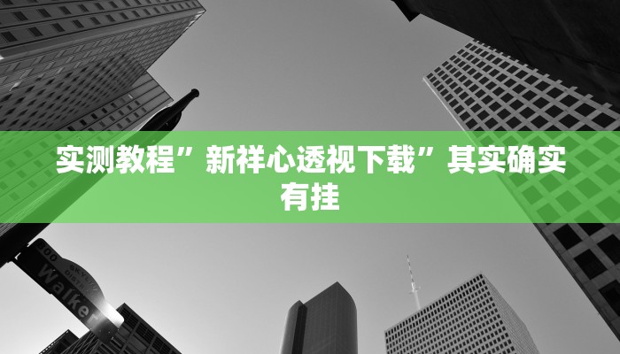 实测教程”新祥心透视下载”其实确实有挂