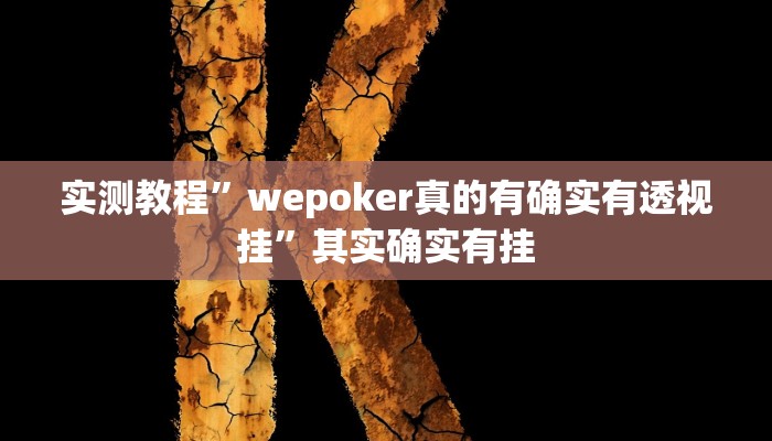 实测教程”wepoker真的有确实有透视挂”其实确实有挂