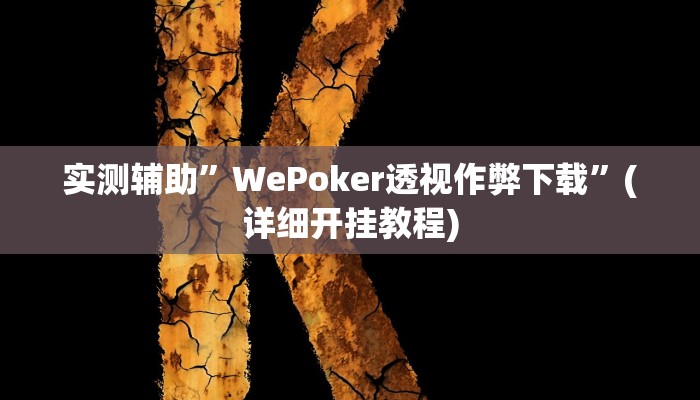 实测辅助”WePoker透视作弊下载”(详细开挂教程)