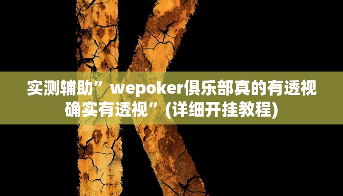 实测辅助”wepoker俱乐部真的有透视确实有透视”(详细开挂教程)