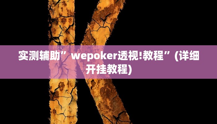 实测辅助”wepoker透视!教程”(详细开挂教程)