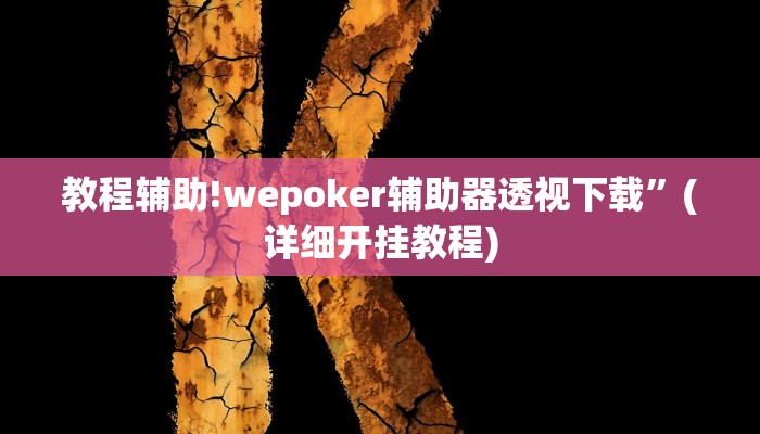 教程辅助!wepoker辅助器透视下载”(详细开挂教程)