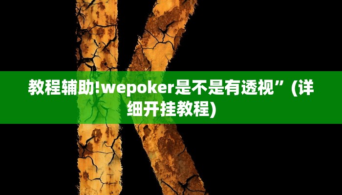 教程辅助!wepoker是不是有透视”(详细开挂教程)