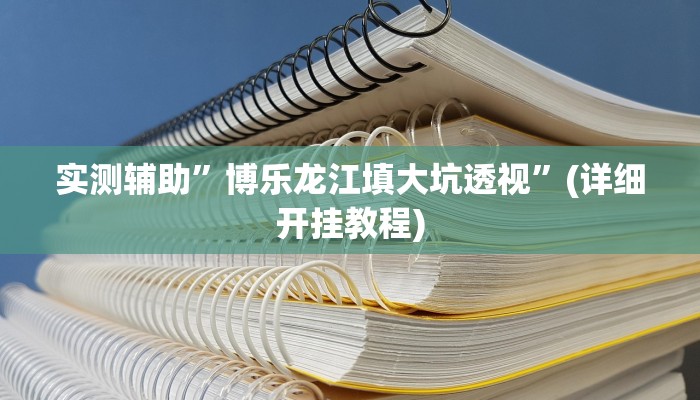 实测辅助”博乐龙江填大坑透视”(详细开挂教程)
