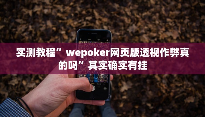 实测教程”wepoker网页版透视作弊真的吗”其实确实有挂