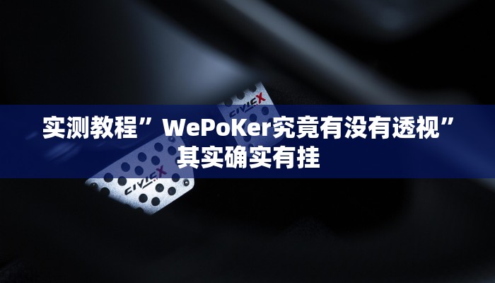 实测教程”WePoKer究竟有没有透视”其实确实有挂
