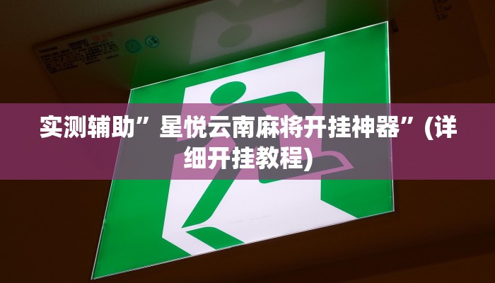 实测辅助”星悦云南麻将开挂神器”(详细开挂教程)