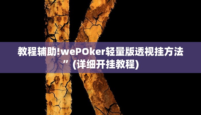 教程辅助!wePOker轻量版透视挂方法”(详细开挂教程)