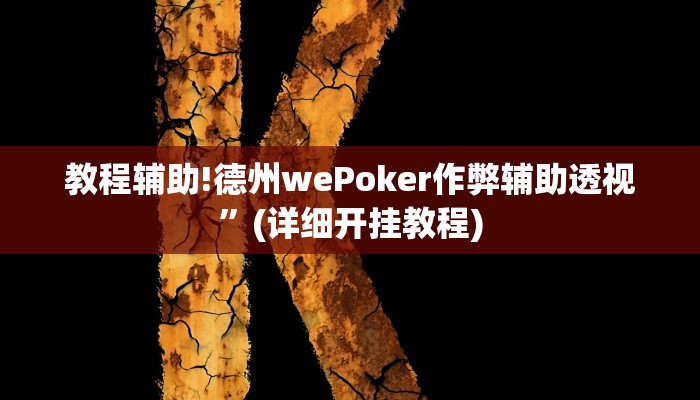 教程辅助!德州wePoker作弊辅助透视”(详细开挂教程)